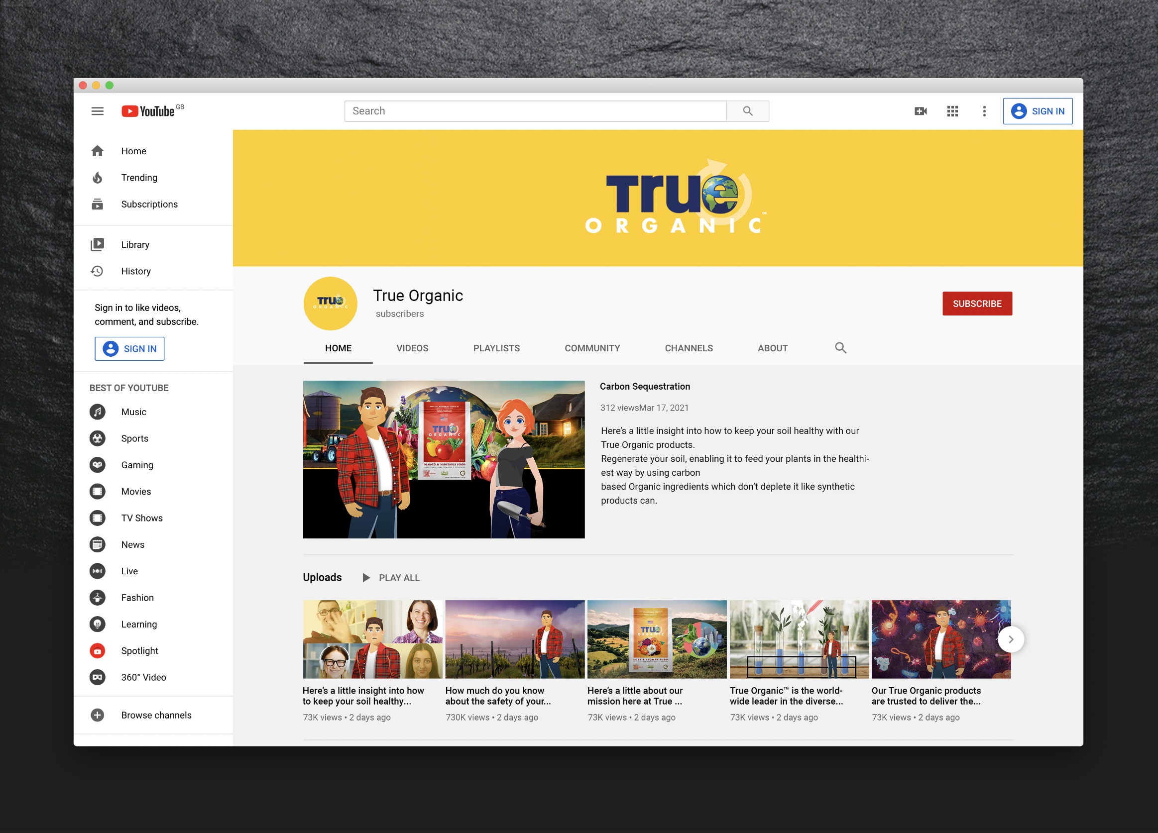 True Organic Web Comp